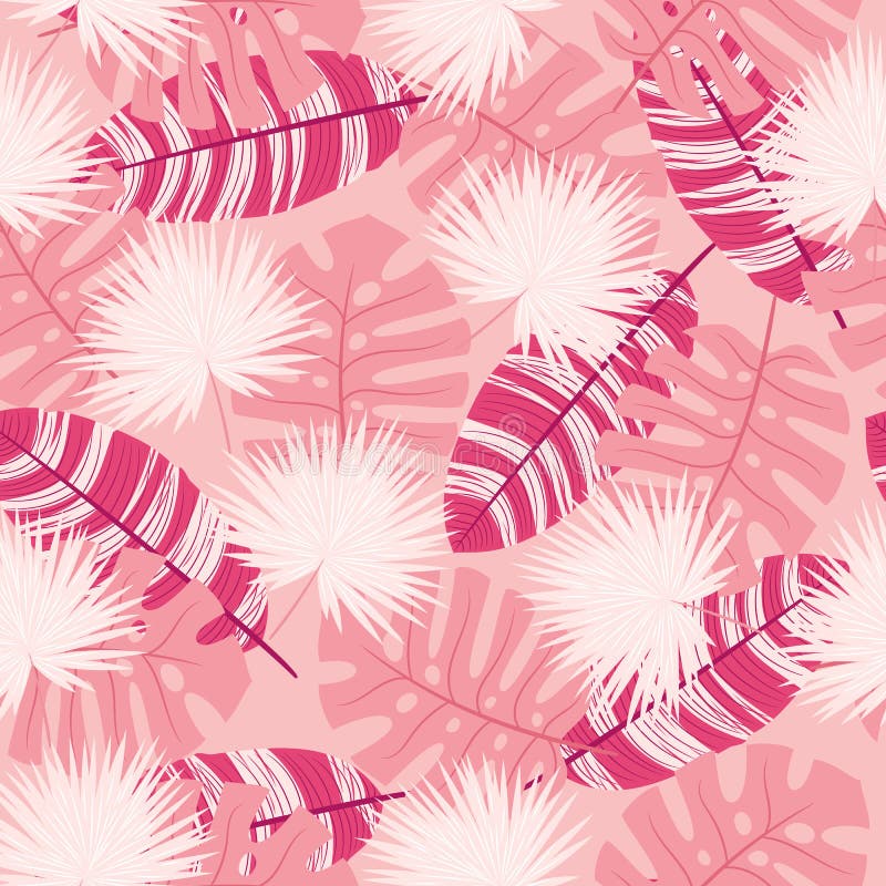 Seamless pattern with tropical leaves