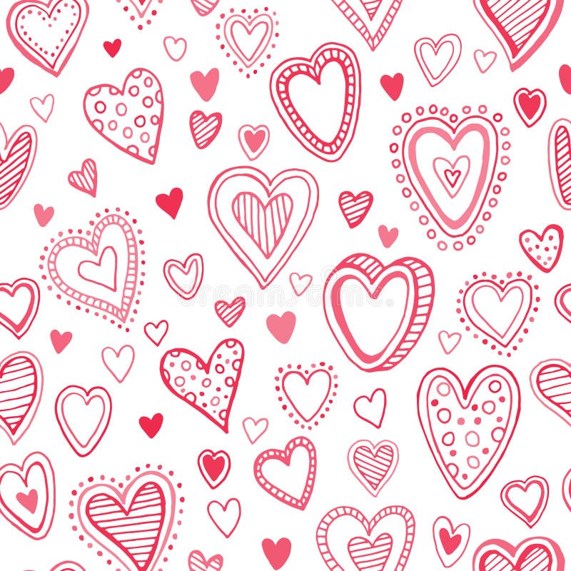 Seamless pattern with valentine hearts. Vector