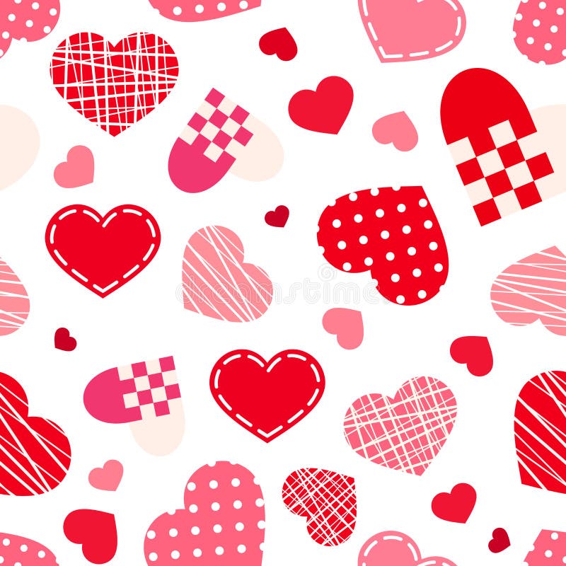 Seamless pattern with Valentine s day hearts. Vector illustration.