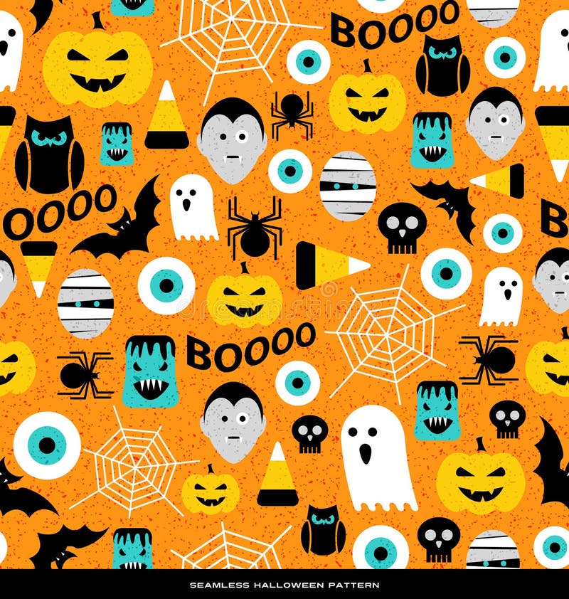 Seamless Pattern Various Cute Halloween Icons Stock Illustrations – 14 ...