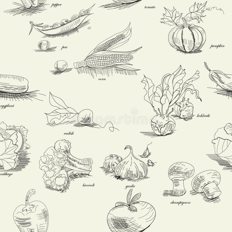 Seamless pattern with vegetable