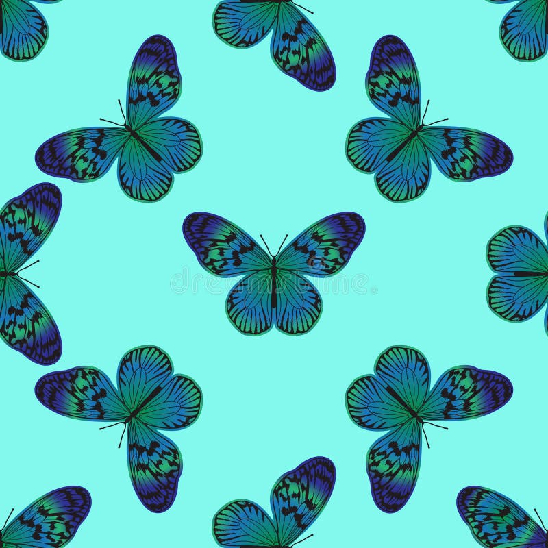Seamless Pattern with Vintage Green-blue Butterfly Stock Vector -  Illustration of card, decoration: 58756624