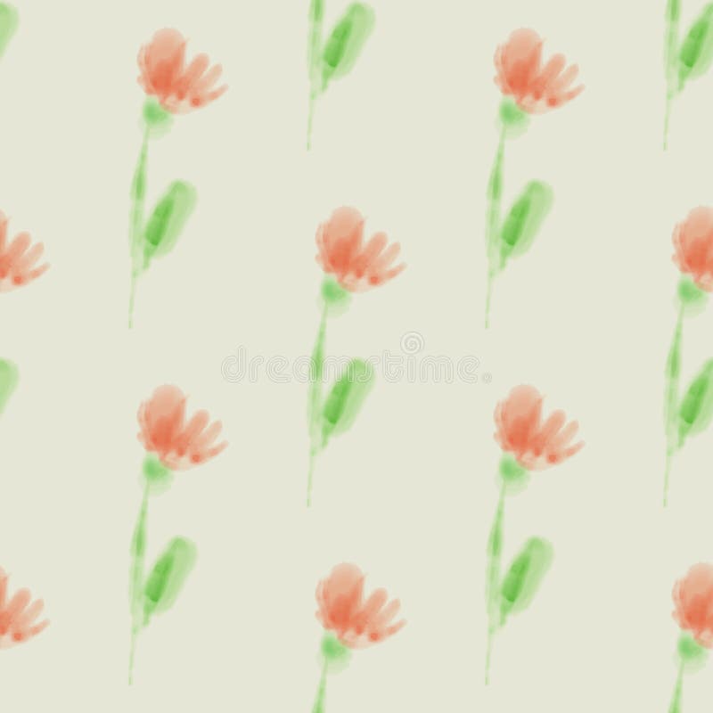 Seamless pattern with watercolor flowers for countryside theme. Vector background