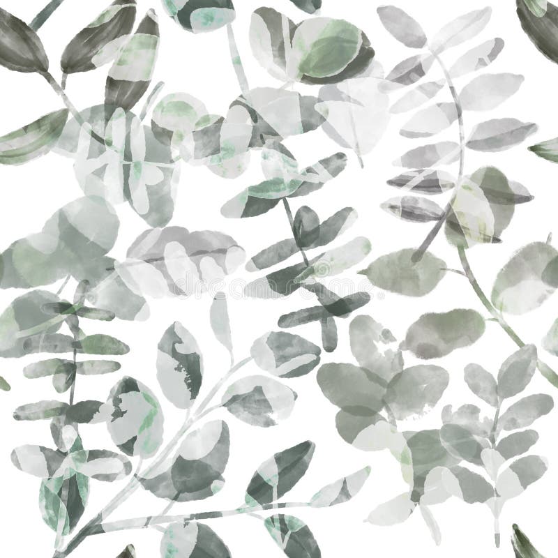 Seamless pattern of watercolor leaves. Design for fabric, paper.