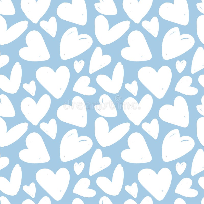 Seamless Pattern with White Hearts on a Blue Background Stock Vector