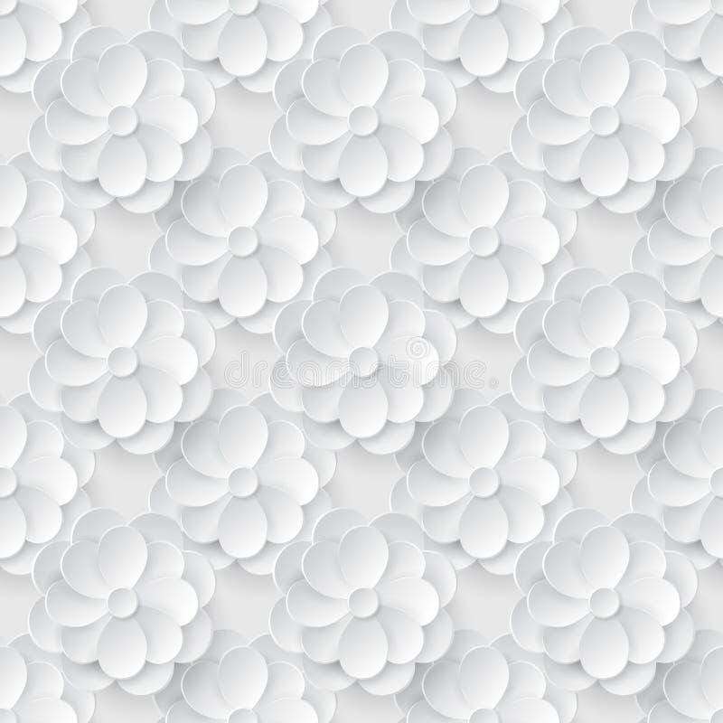 Seamless pattern with white paper flowers. stock illustration