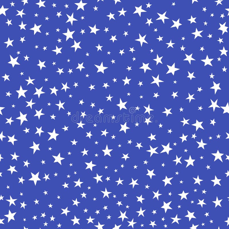 Seamless Pattern with White Stars on Blue Background. Vector