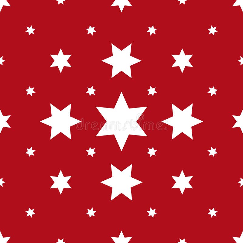 Seamless Pattern of White Stars on a Red Background Stock Vector