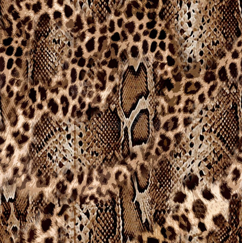 Seamless pattern wild Leopard and snake Skin design abstract