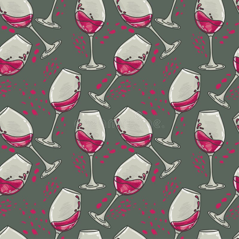 Seamless pattern with wine glasses stock illustration