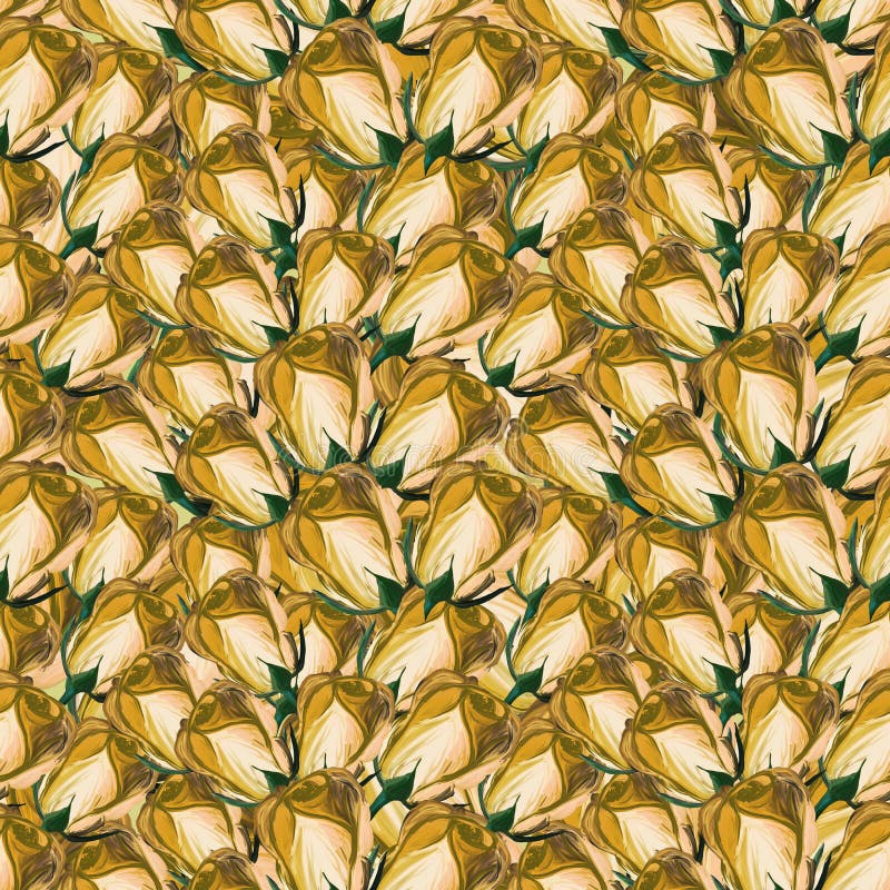 Seamless pattern yellow, gold rose background Summer floral background, drawing in gouache. Spring,summer holidays presents and stock images Seamless pattern yellow, gold rose background Summer floral background, drawing in gouache. Spring,summer holidays presents and stock images