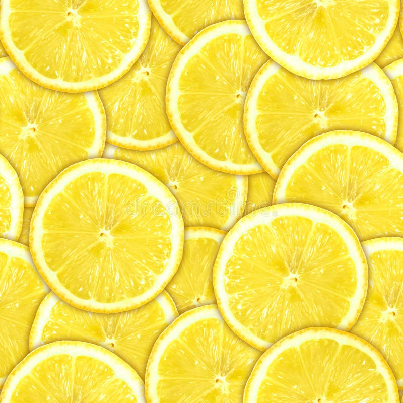 Seamless pattern of yellow lemon slices