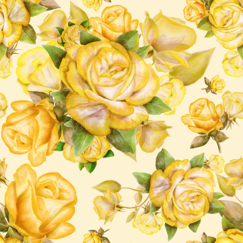 Wallpaper seamless vintage yellow roses pattern on background. Wallpaper seamless vintage yellow roses pattern on background.