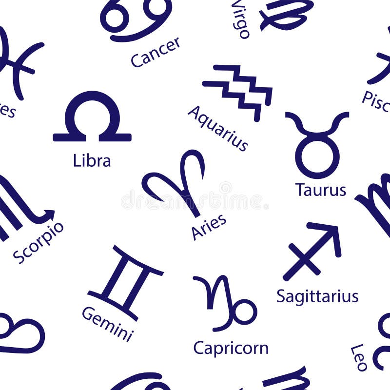 Seamless pattern with zodiac signs for textiles and packaging royalty free illustration Seamless pattern with zodiac signs for textiles and packaging royalty free illustration