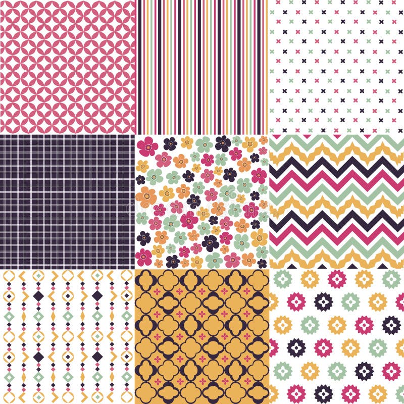 Seamless patterns with fabric texture vector illustration