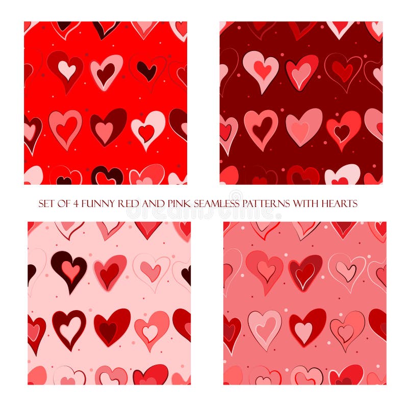 Seamless patterns with red and pink hearts stock illustration Seamless patterns with red and pink hearts stock illustration