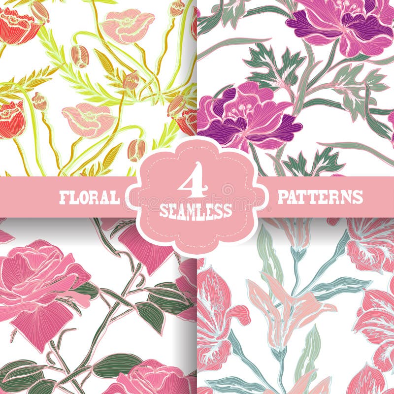 Seamless patterns set royalty free illustration