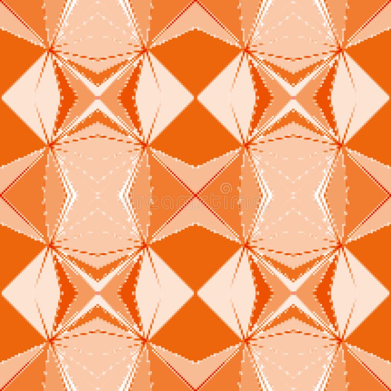 Seamless pixelated geometric orange pattern stock illustration