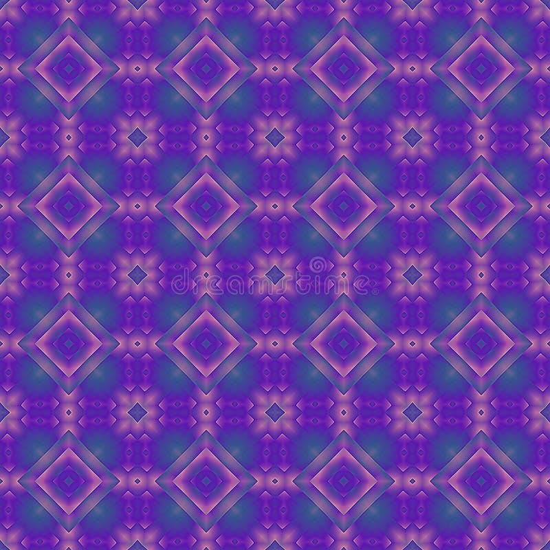 Seamless purple violet red retro patterns fractal shapes. Psychedelic texture of cube digital design for textile patterns stock illustration