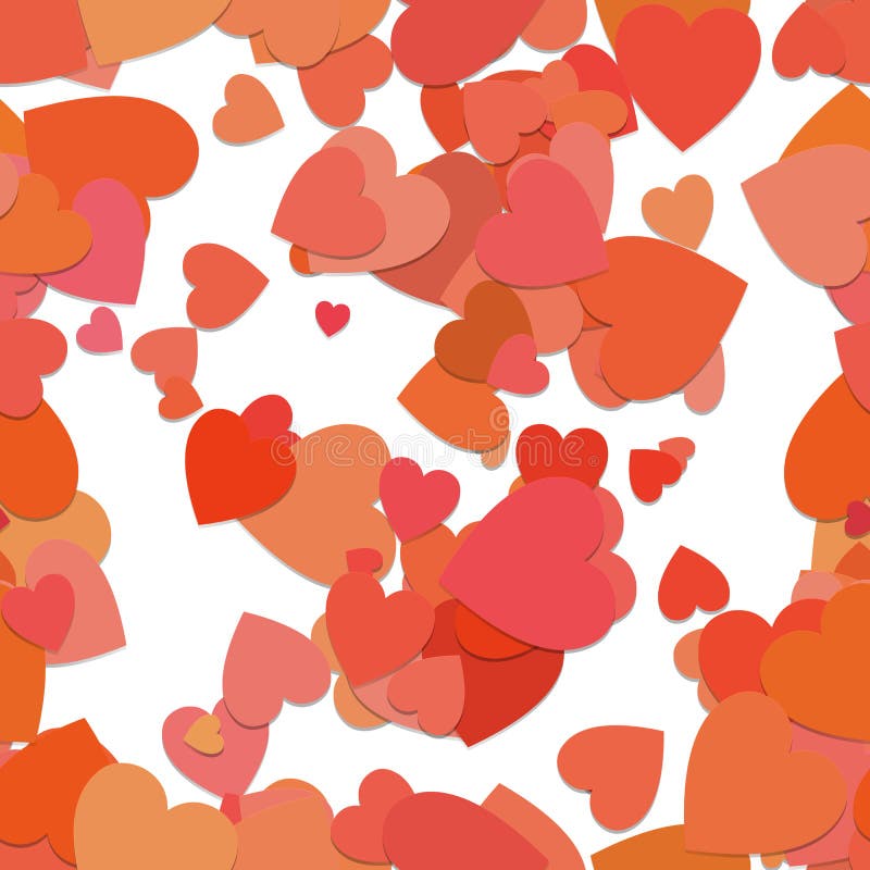 Seamless random heart background pattern - vector design from rotated red hearts vector illustration