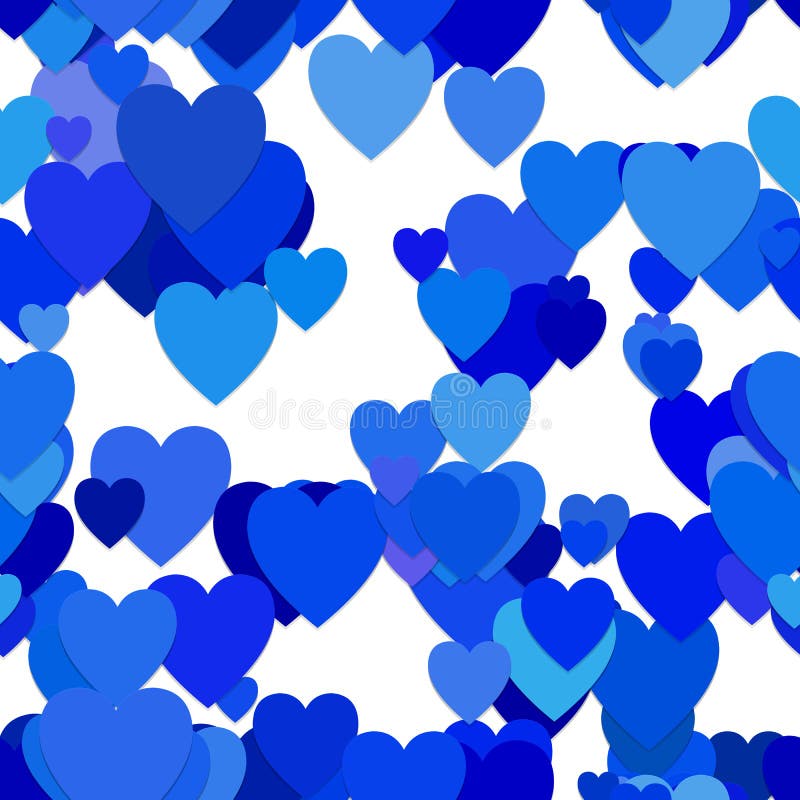 Seamless random heart pattern background - vector graphic design from hearts in blue tones vector illustration