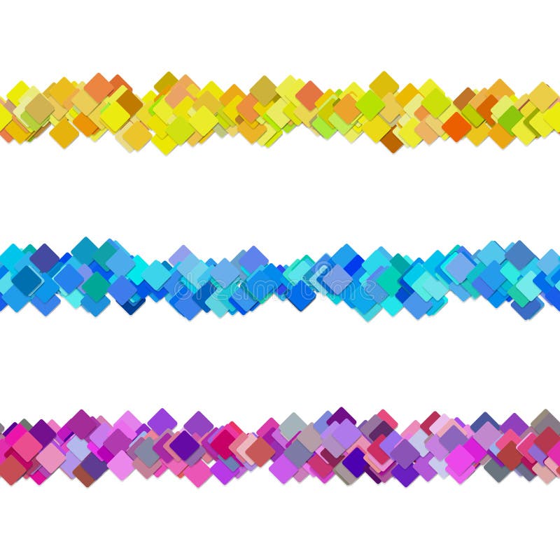 Seamless random square pattern paragraph divider line design set - vector design elements from colored diagonal squares vector illustration