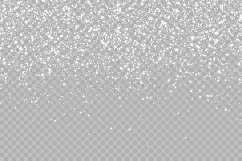 Seamless realistic falling snow or snowflakes. Isolated on transparent background - stock vector.