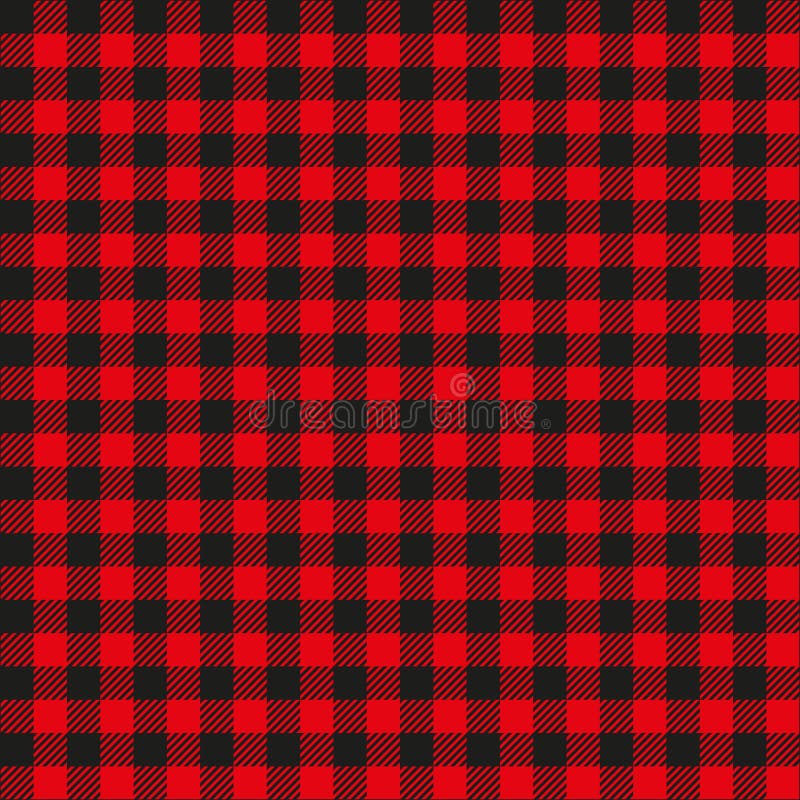 Seamless Red and Black Checkered Fabric Pattern Background Texture