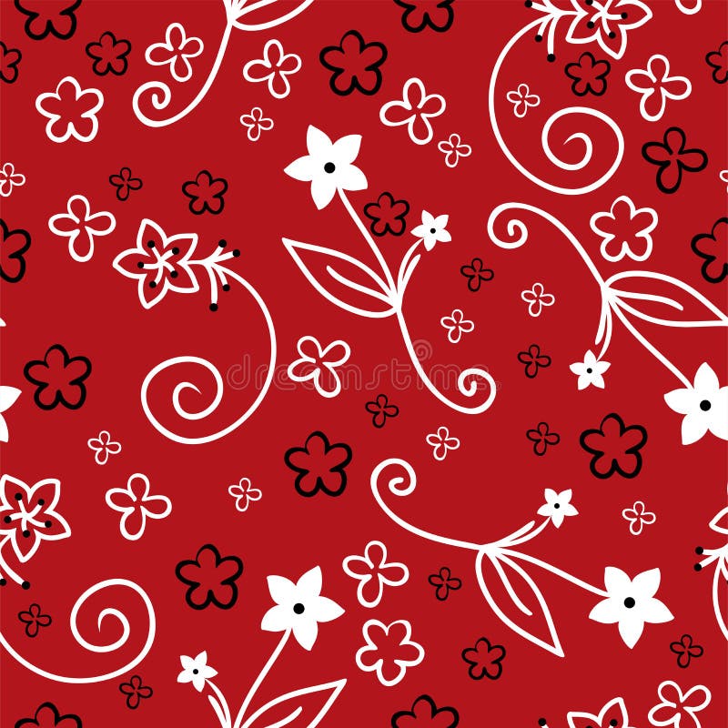 Seamless red floral background