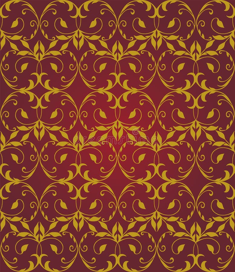 Seamless red & gold floral elegant pattern