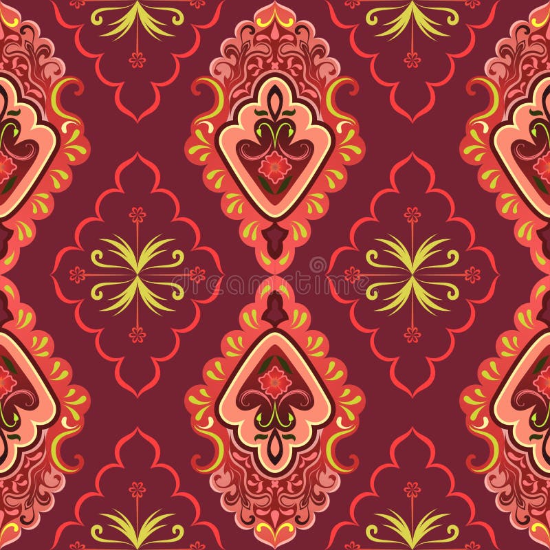 Seamless Red Retro Wallpaper. Stock Vector Illustration of colorful