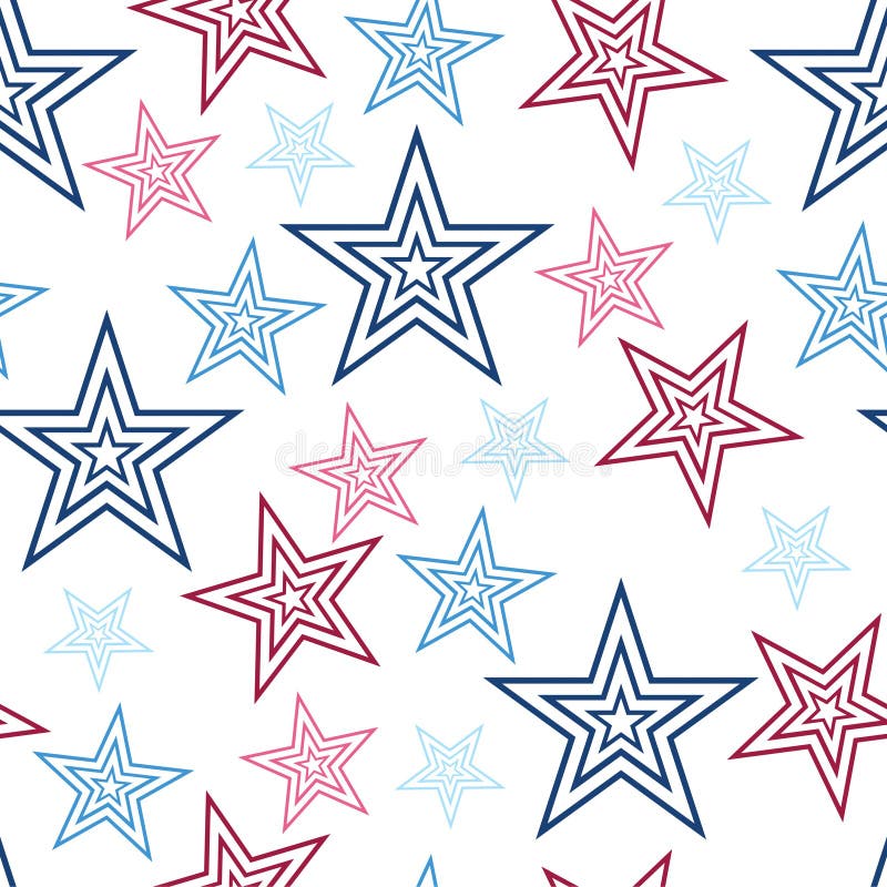 Seamless Red White and Blue Stars Background Abstract Pattern 1