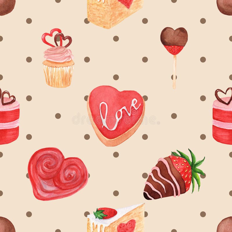 Seamless Repeating Pattern Baking with Love Stock Illustration