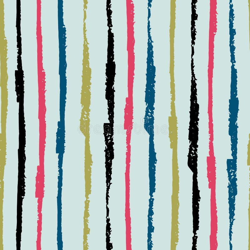 Seamless Repeating Pattern with Hand Drawn Multicolored Stripes with