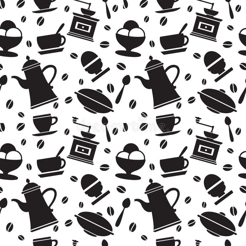 Seamless repeating tile pattern with elements of coffee