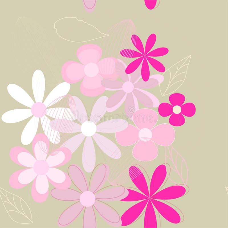 Seamless Retro Flower Background Vector Stock Vector - Illustration of