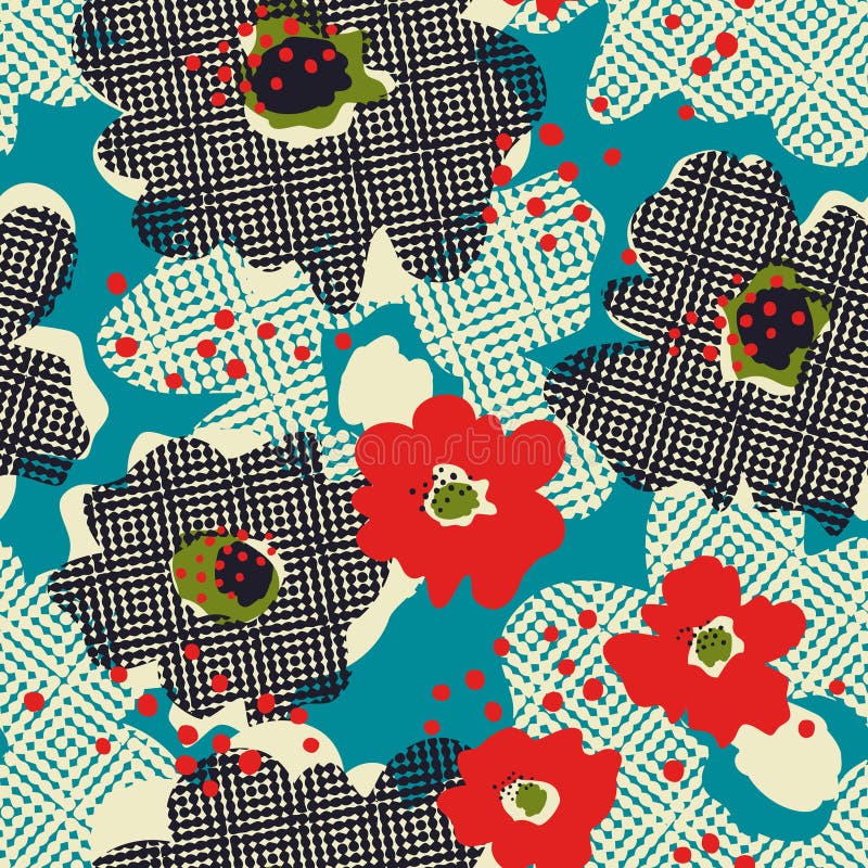 Seamless retro pattern with flowers royalty free illustration