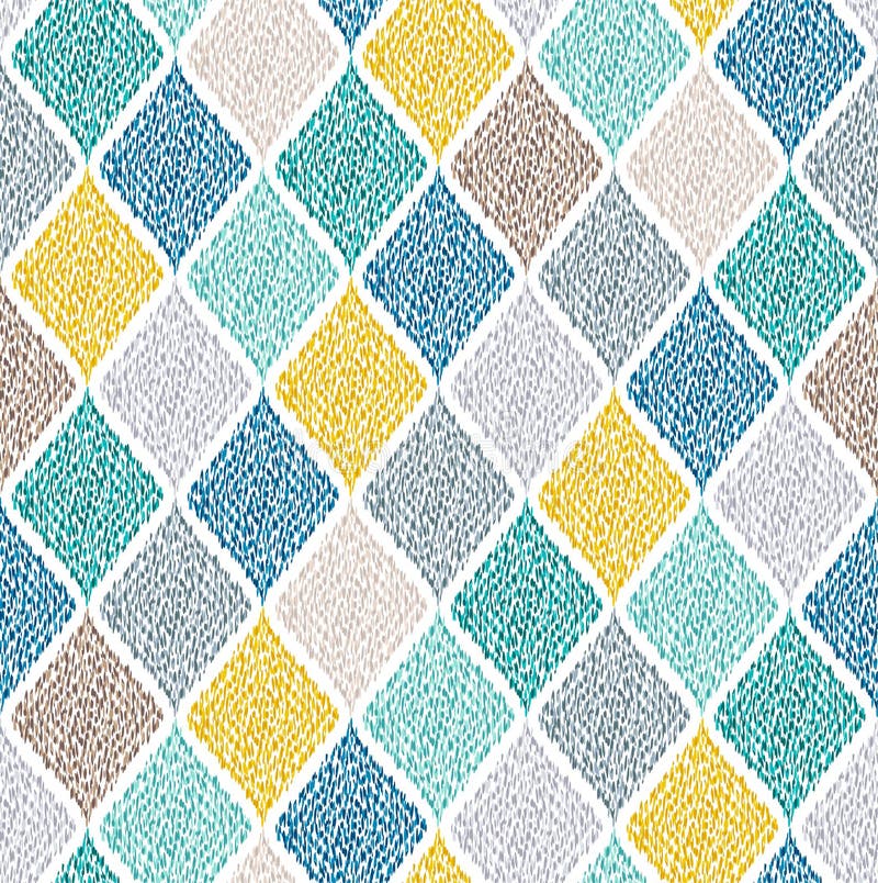 Seamless rhombus brush strokes textured pattern royalty free illustration