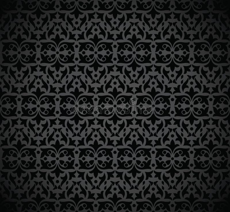 Seamless Royal Black Wallpaper Design Stock Vector - Illustration of flourish, pattern: 28347736