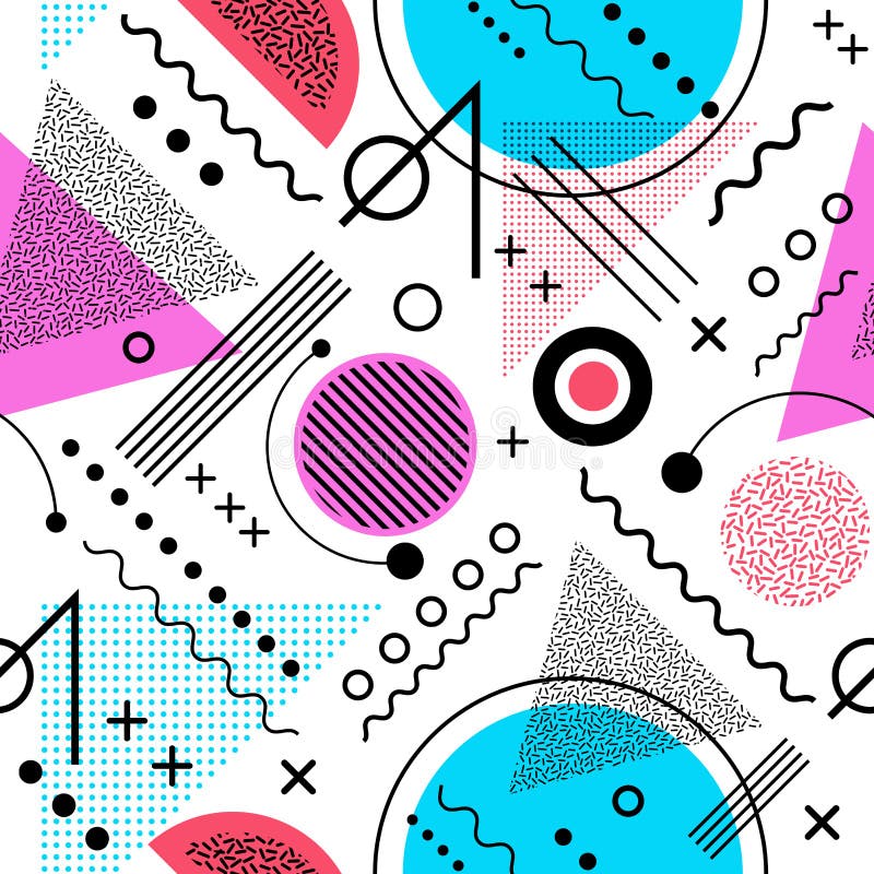Seamless 1980s inspired graphic pattern. Memphis style royalty free illustration