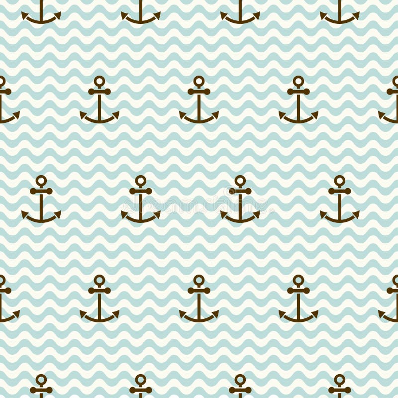Seamless sea pattern of anchors and waves stock illustration Seamless sea pattern of anchors and waves stock illustration