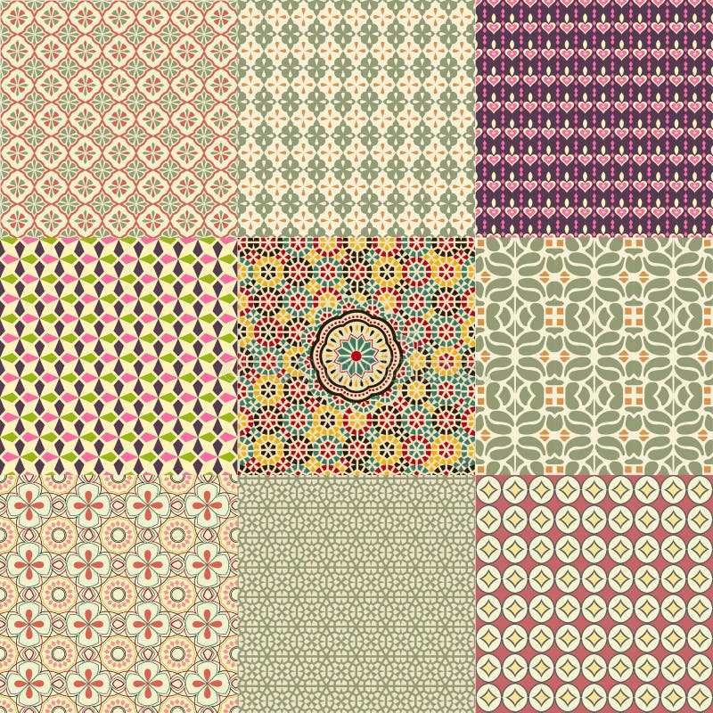 seamless set för färgrik modell royaltyfri illustrationer seamless set för färgrik modell royaltyfri illustrationer