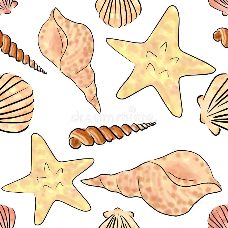Seamless shells stock illustration