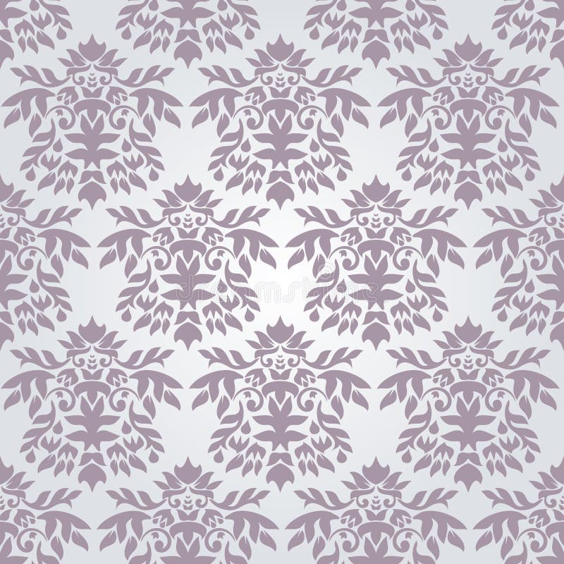 Seamless Silver Damask Wallpaper Stock Vector Illustration of decor