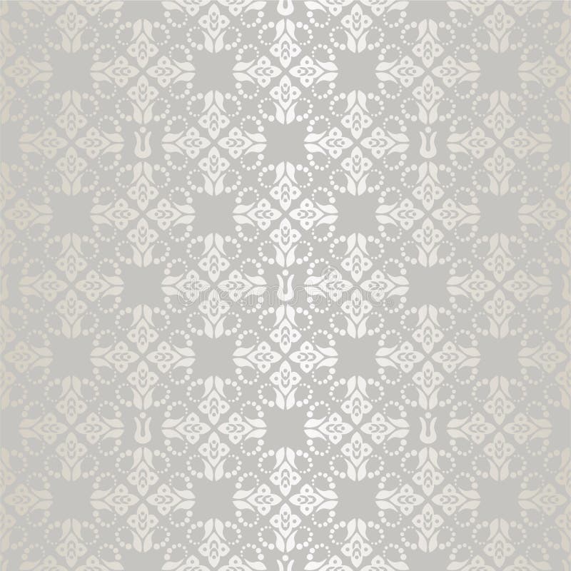 Seamless Silver Leaves Wallpaper Stock Vector Illustration of grey