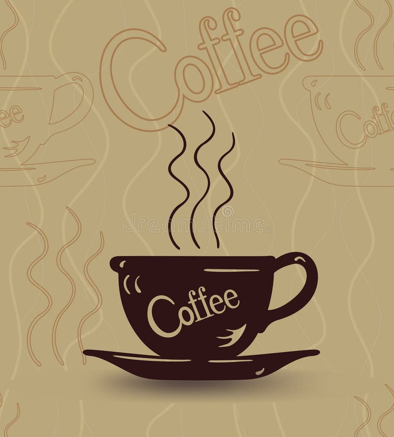 Seamless sketch of a cup of hot coffee and steam stock illustration