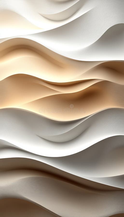 Seamless, Soft Blush 3D Wave Texture Pattern, Delicate Monochromatic Abstract Background for Design vector illustration