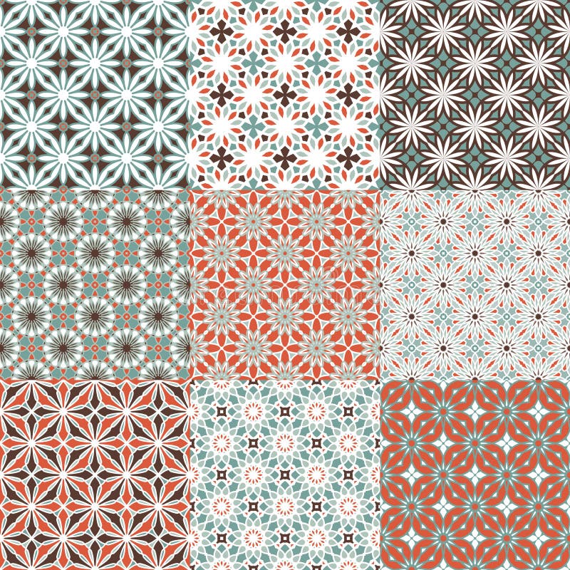 Seamless spirograph geometric patterns. Set of colorful variations. royalty free illustration Seamless spirograph geometric patterns. Set of colorful variations. royalty free illustration