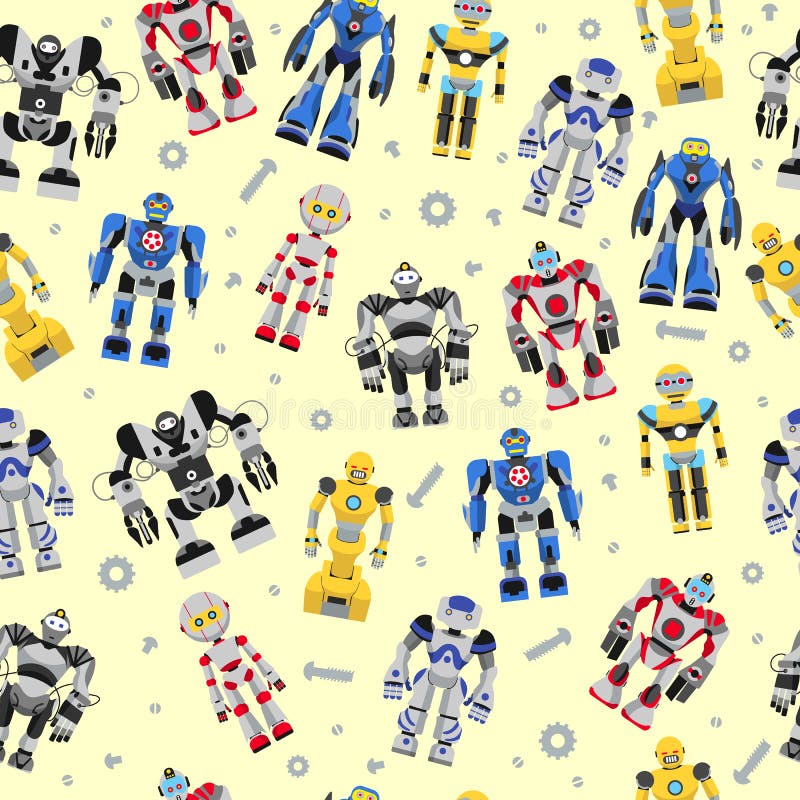Seamless square robots pattern vector illustration