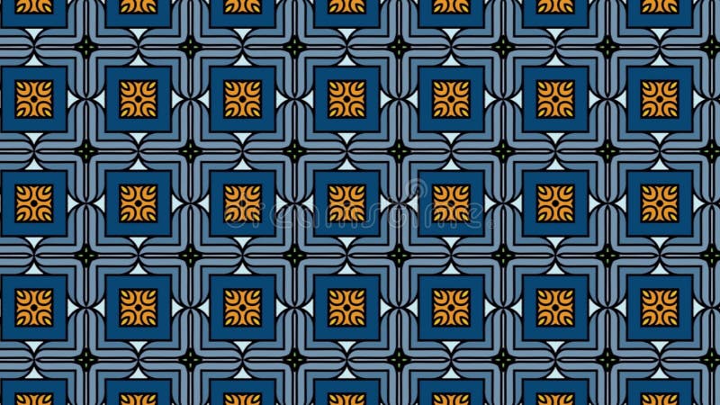 Seamless Squared Pattern With Blue Presiding Colour. Panning